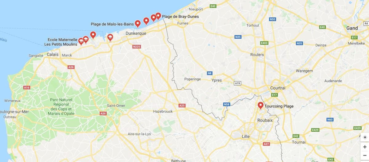 mapa Lille beach