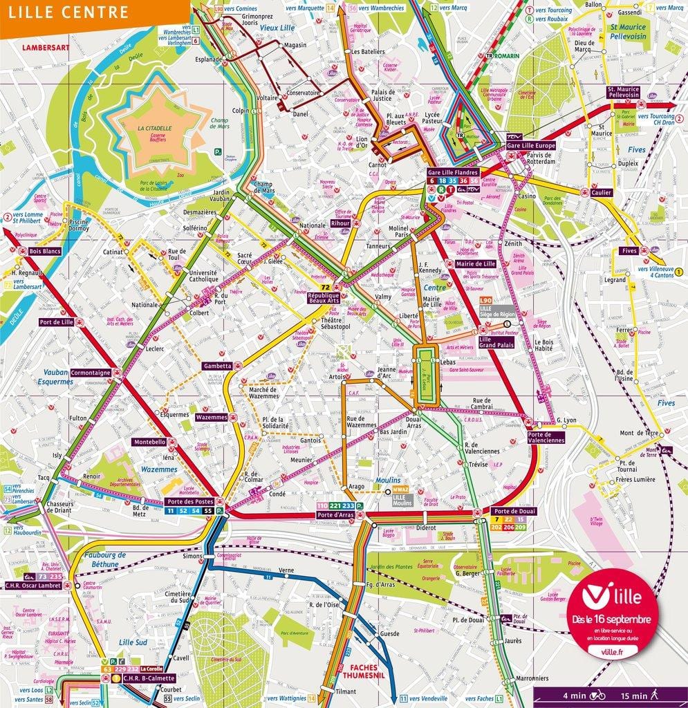 mapa Lille bus