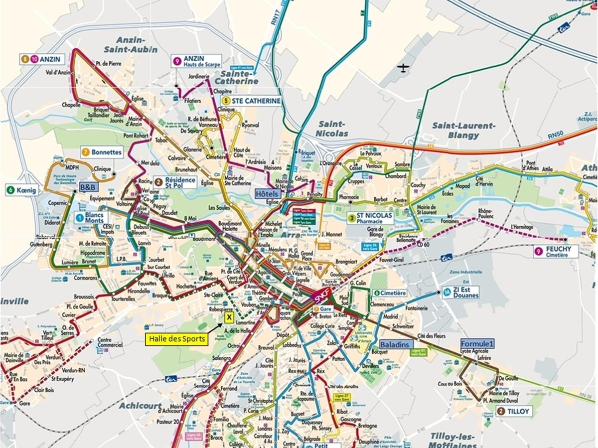 Lille veřejné dopravy mapu