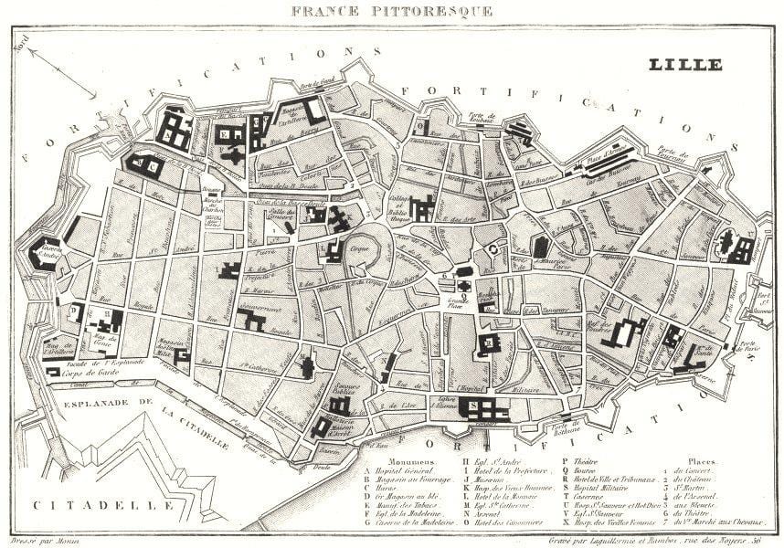 mapa Lille staré město