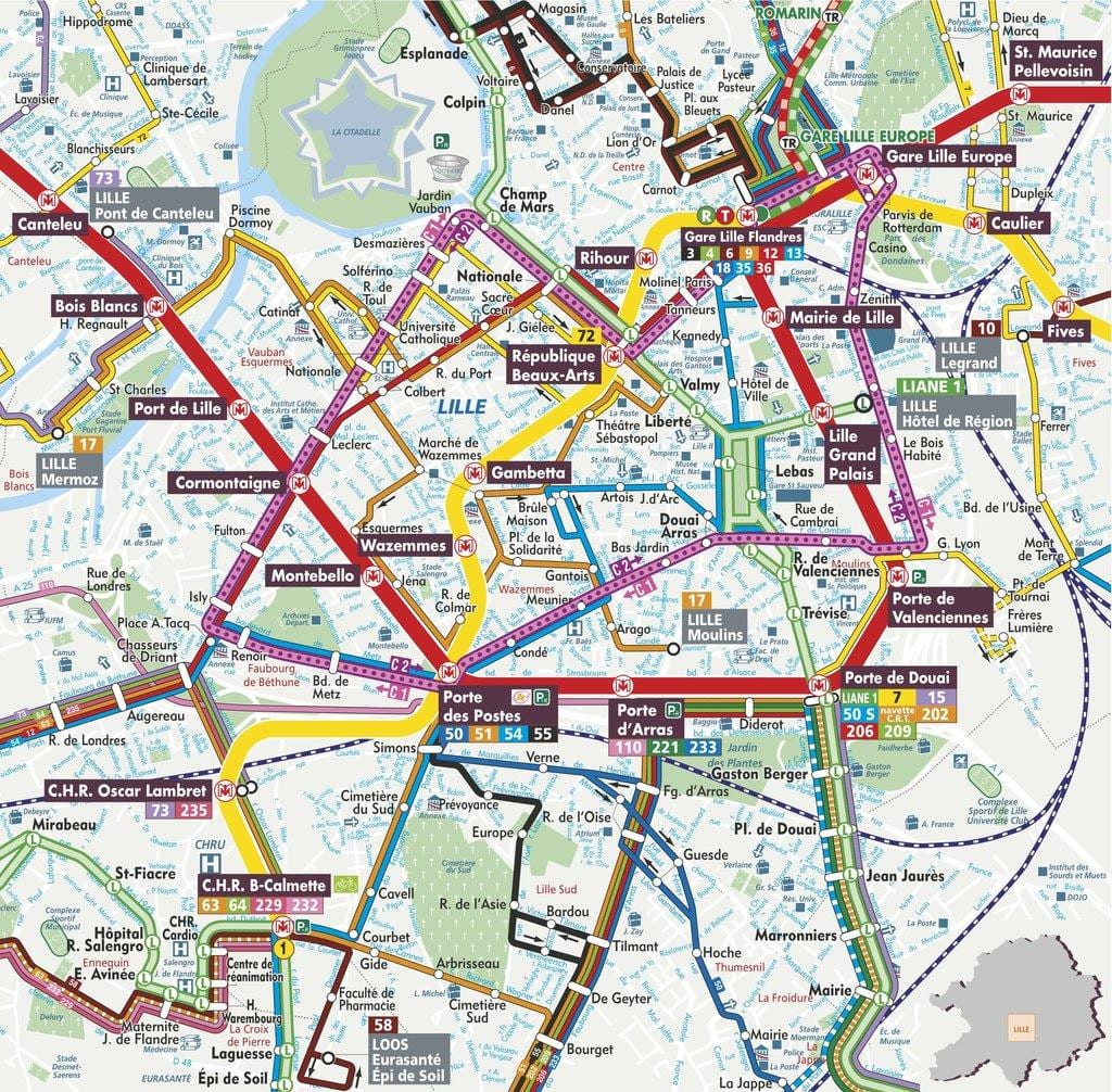 street mapě z Lille, francie