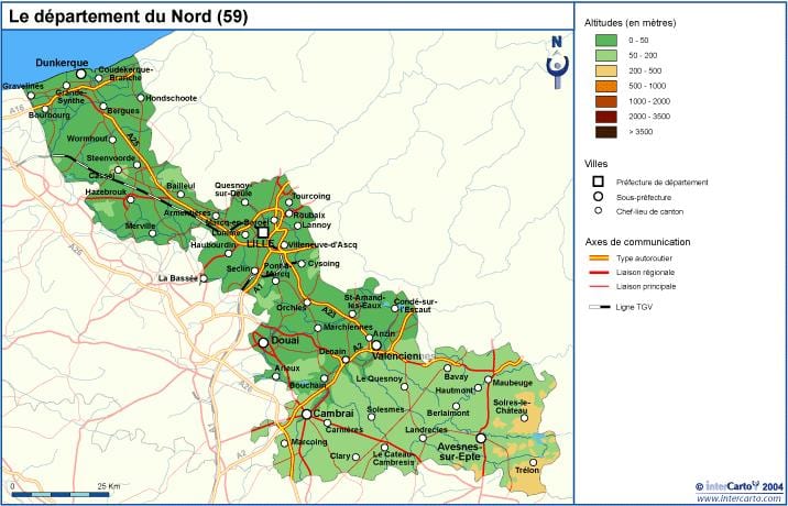 topografická mapa Lille