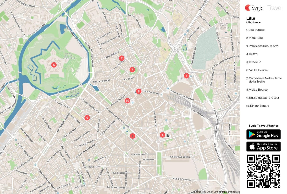 Lille turistických atrakcí mapě