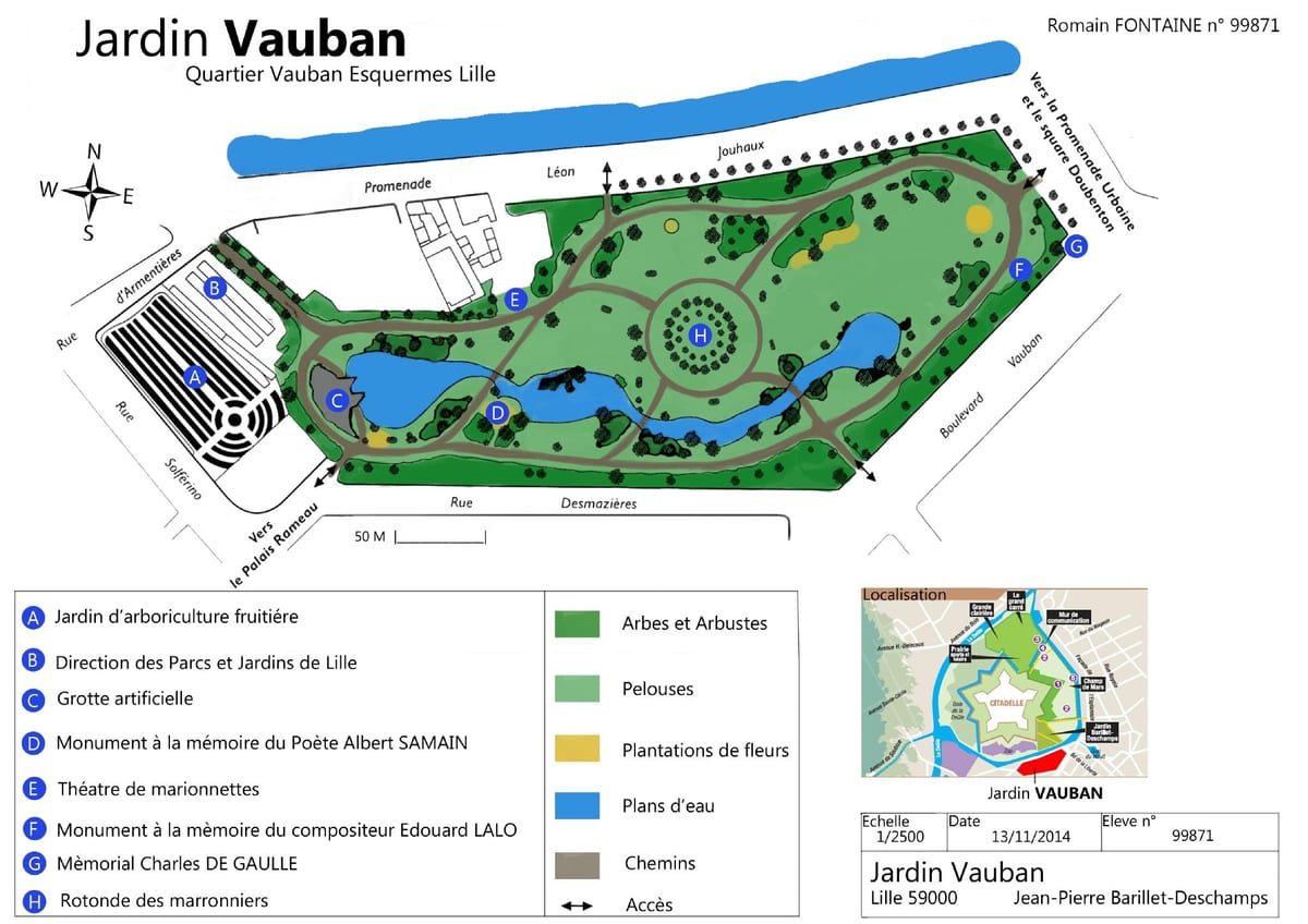 mapa Lille zahrada